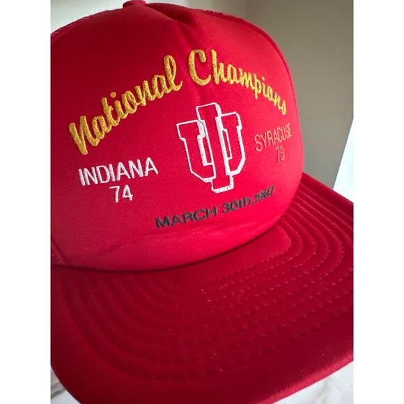 Indiana Hoosiers 1987 National Champions Red Mesh Snapback Hat Vintage 80s Sport - Picture 2 of 6